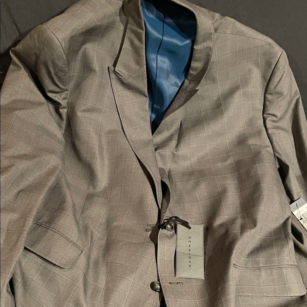 Sean John Light Gray Blazer with Blue Lining